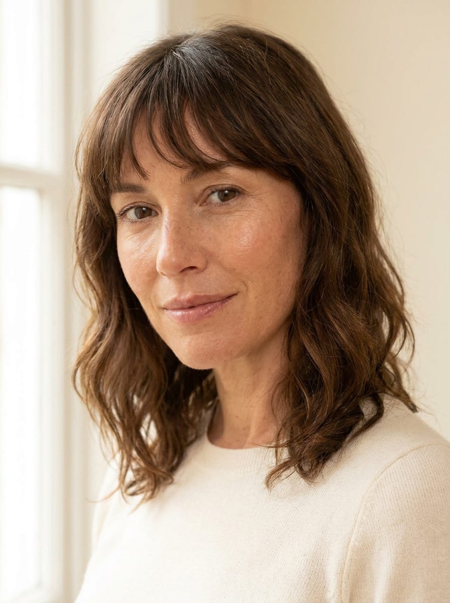 Mittellange Haare mit Wispy Bangs - mittellange Frisur mit Pony